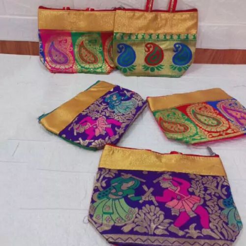 Cotton Silk Banarasi Hand Purses, Weight : 50 G