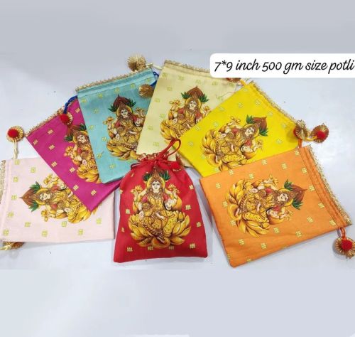 Digital Printed Lakshmiji / Ganeshji Potli Bags