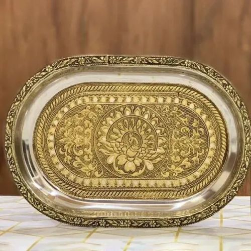Meenakari Golden Yellow Tray 10 Inch & 12 Inch