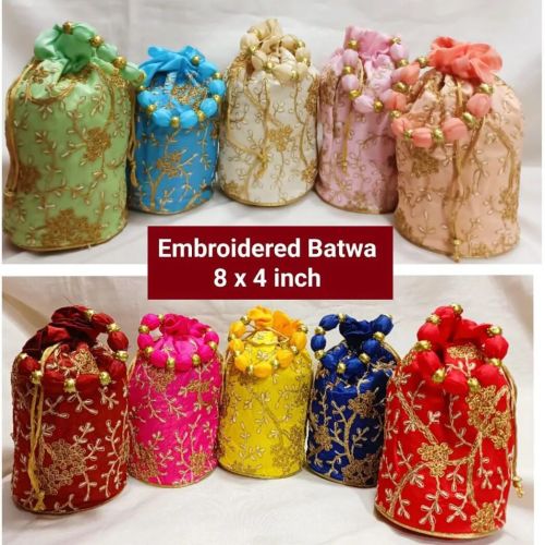 Embroidered Fabric Multi Colour Embroidery Potlis