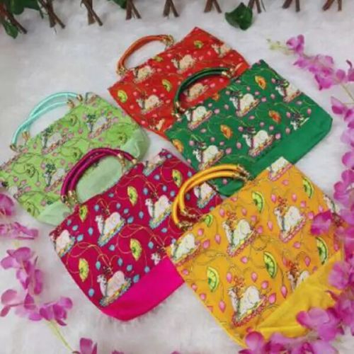 Fabric Pichwai Hand Purses, Color : Multicolor, Weight : 500 G