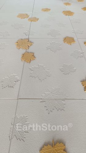 Golden Maple Leafing Stone Carving Wall Art