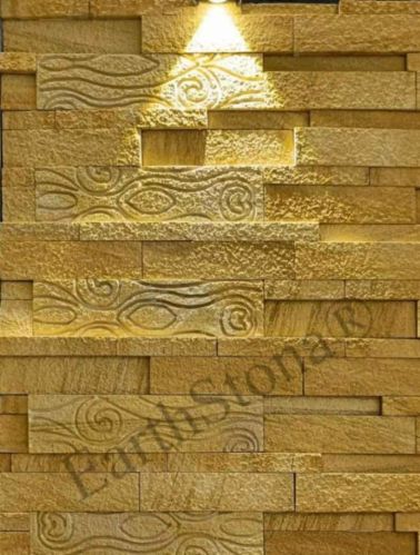 Yellow Designer Brick Natural Stone Wall Cladding