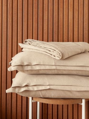 Beige Linen Cotton Bed Sheet King