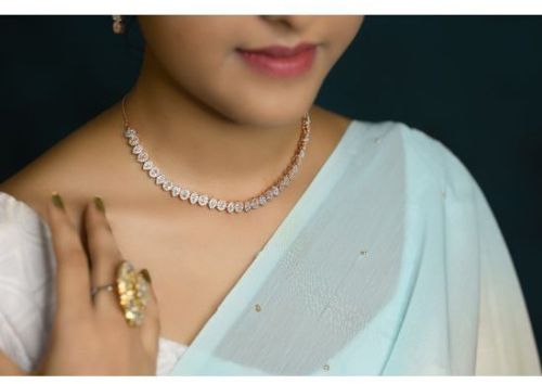 Wome Short Necklace-1547-Rose White-White