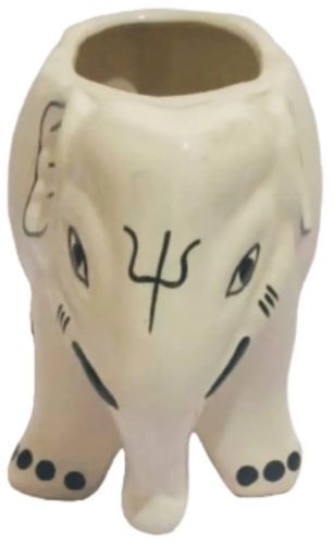 Elephant Shaped Ceramic Plant Pot, Color : White Based On Width
