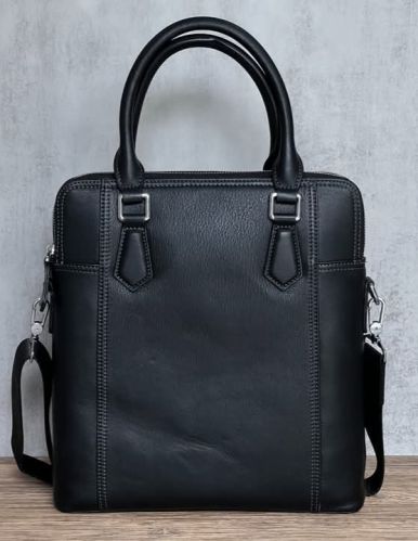 Plain Mens Leather Side Bag With Handle, Color : Black