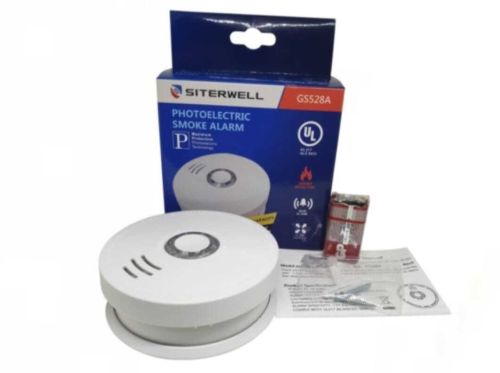 Plastic Battery Operated Standalone Smoke Detector, Color : White