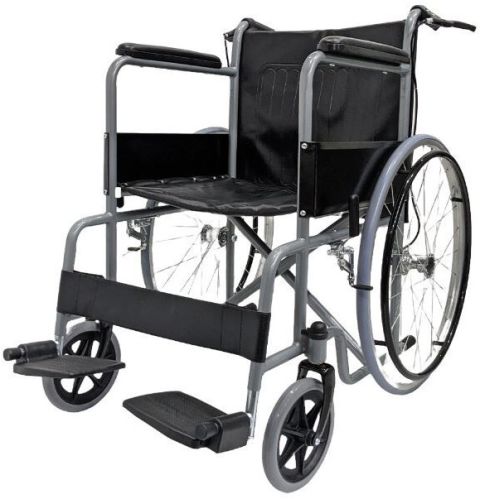 SS & Upholstery Leather Manual Handicap Wheelchair for Home, Offices