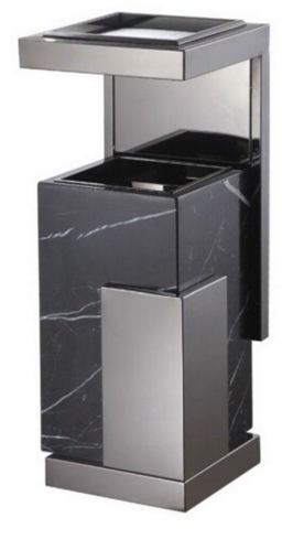 Stainless Steel Trash Can With Ashtray, Color : Black & Silver