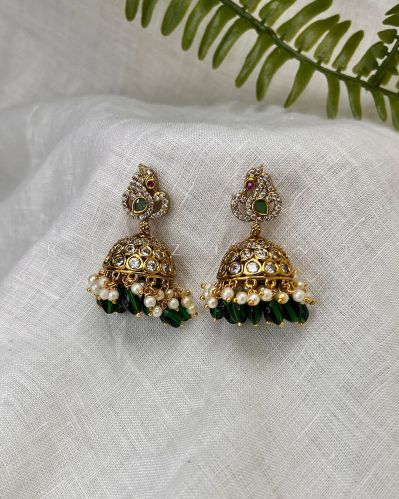 Victorian Bird Design AD Jhumka Earrings | FJ309