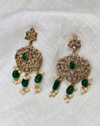 Women Emerald-green Victorian Inspired Ad Earrings | Ad306
