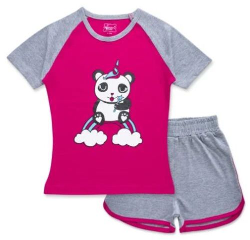 100% Cotton Single Jersey Girls Raglan Sleeve T-Shirt and Shorts