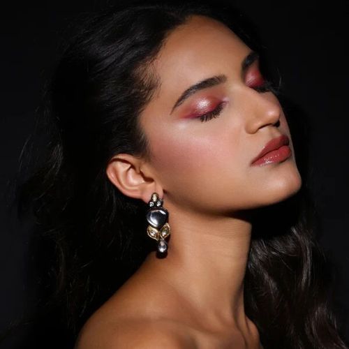 Ruby Raang Brass Dual Tone Polki Earrings