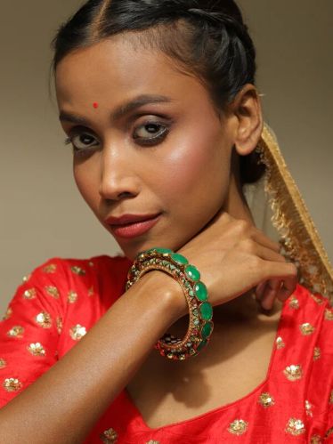 Brass Kundan Meenakari Bangle