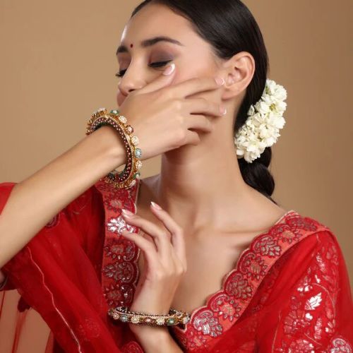 Multi Handcrafted Heavy Bangles (Set Of 2)