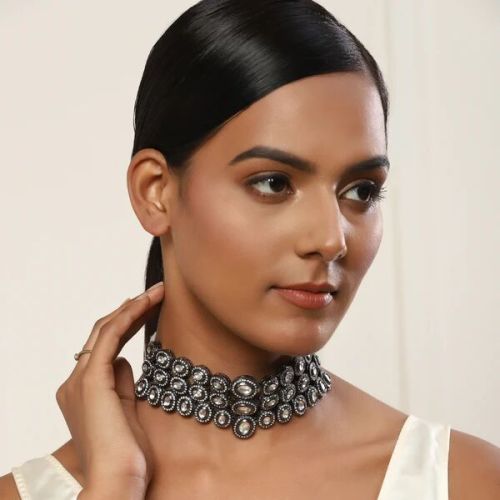 Silver Kundan Choker