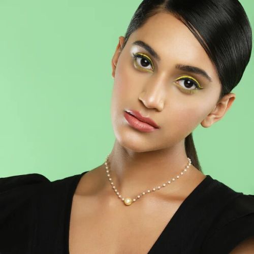 Brass White Pearl Beaded Necklace