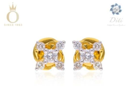 Simply Floral Ladies Diamond Stud Earrings