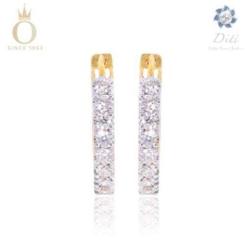 Sleek Shimmer Ladies Diamond Hoop Earrings
