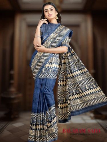 BLUE & BEIGE BEAUTY: HANDLOOM GACHHI TUSSAR SILK SAREE