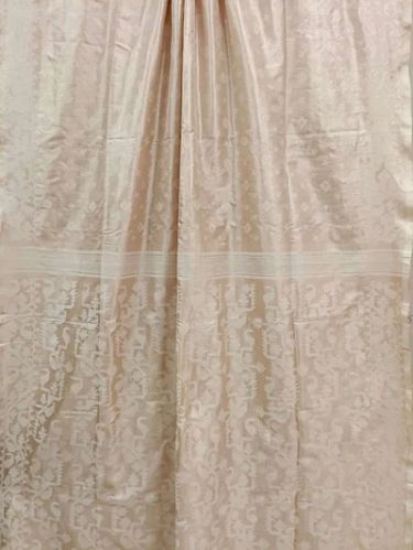 Cream And White Katan Silk Saree