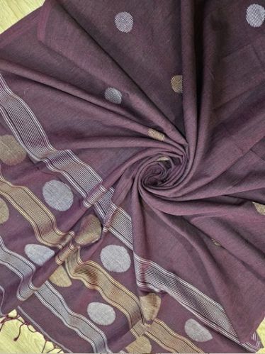 Deep Magenta Handspun Cotton Jamdani Dupatta