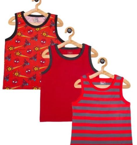 Boys Vest (Pack of 3), Color : Red