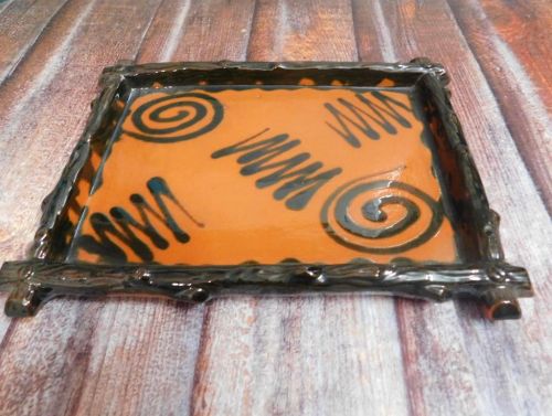 Plain Polished Terracotta Handmade Glazed Tray, Color : Brown