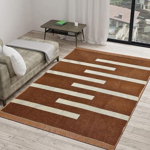 Elegant Stripes Carpet, Color : Brown, Sky Blue