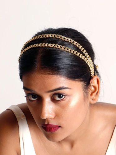 Vaidaan Aadit Ladies Hairband, Color : Gold W - 3.5cm