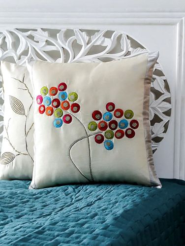 Cotton Linen Embroidered Cushion Covers, Color : Multicolor