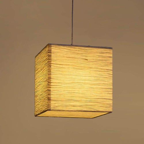 Cube Pendant Banana Fibre Paper Lamp, Color : Light Yellow