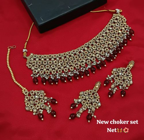 Padmawati Bangles Gold Plated Metal Antique Beads Necklace