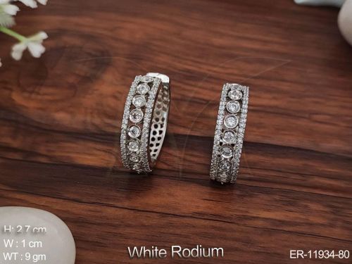 ER-11934-80 American Diamond Earrings, Color : Silver Antique
