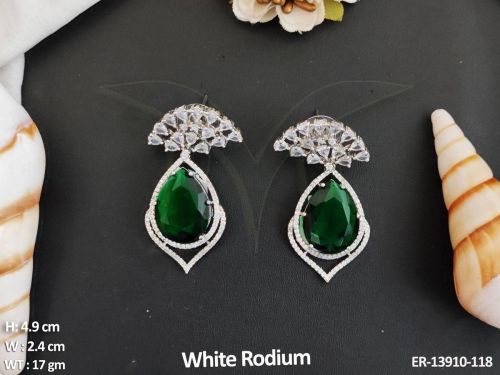 Polished ER-13910-118 American Diamond Earrings, Color : Multi Color