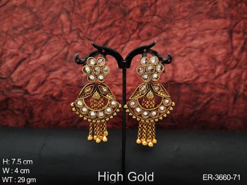 Polished ER-3660-71 Polki Earrings, Color : Multi Color Antique