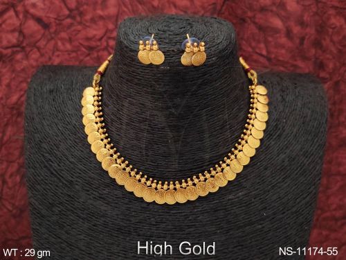 Polished NS-11174-55 Temple Coin Jewellery Set Standard Party