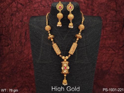 PS-1931-221 Antique Pendant Set, Color : Multi Color Party Wear