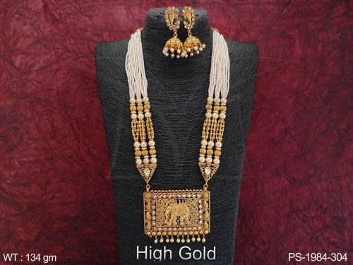 PS-1984-304 Antique Pendant Set, Color : Multi Color Party Wear