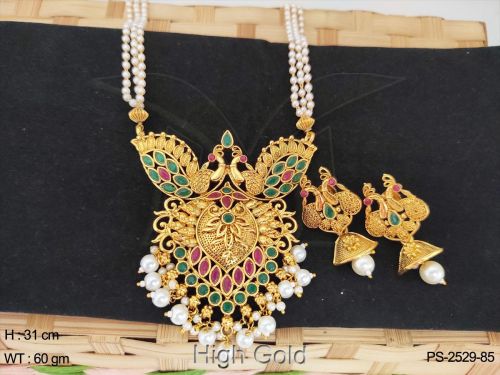 Polished PS-2529-85 Kemp Stone Pendant Set, Color : Multi Color