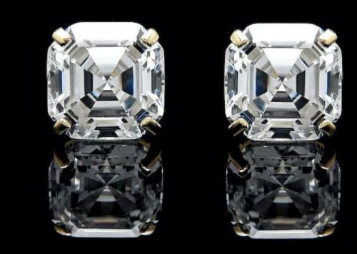 Mens Asscher Cut Diamond Earrings Wedding, Party
