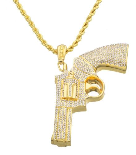 Mens Gun Diamond Pendant Party Wear