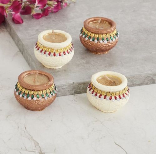 Polished Decorative Matka Candle, Shape : Round, Technics : Handmade