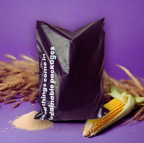 Plain Black Cornstarch Compostable Mailer Bag 12x16