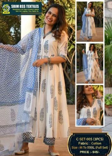 Ladies Stylish Printed Cotton Suit Set Party Wear, Casual Wear