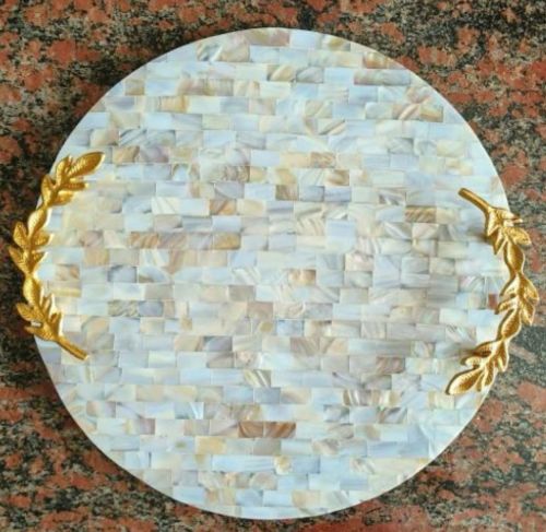 MOP Wood Polished Mother of Pearl Beutiful Serving Tray