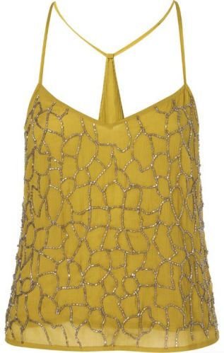 Ladies Poly Georgette Designer Top, Color : Yellow All Sizes