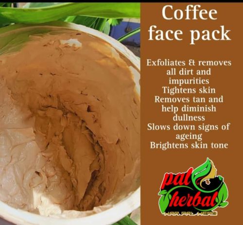 Herbal Coffee Face Pack, Color : Brown, Form : Paste