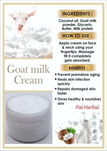 Coconut Oil Herbal Goat Milk Whitening Cream, Packaging Type : Jar